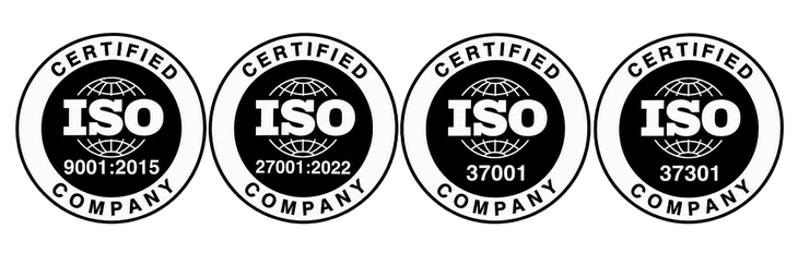 Certificações ISO 9001, ISO 27001, ISO 37001 e ISO 37301